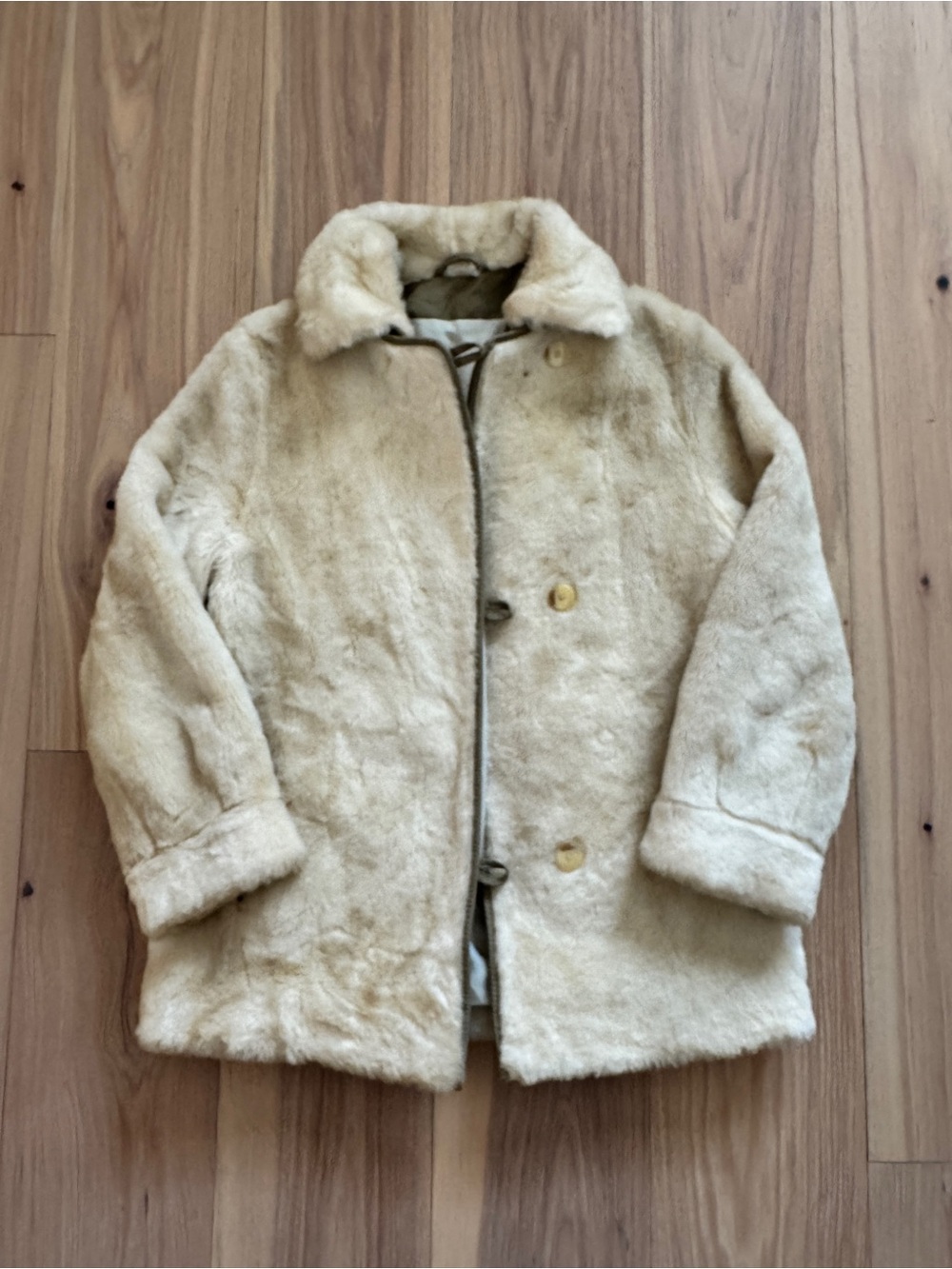 Vintage Cream Faux Shearling Coat - Women's Cozy Jacket